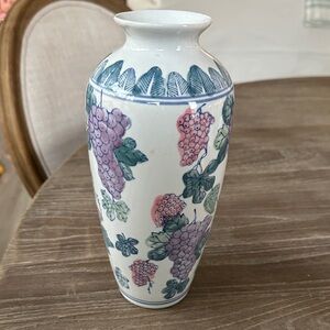 Elegant Ceramic Vase with Grape Design
